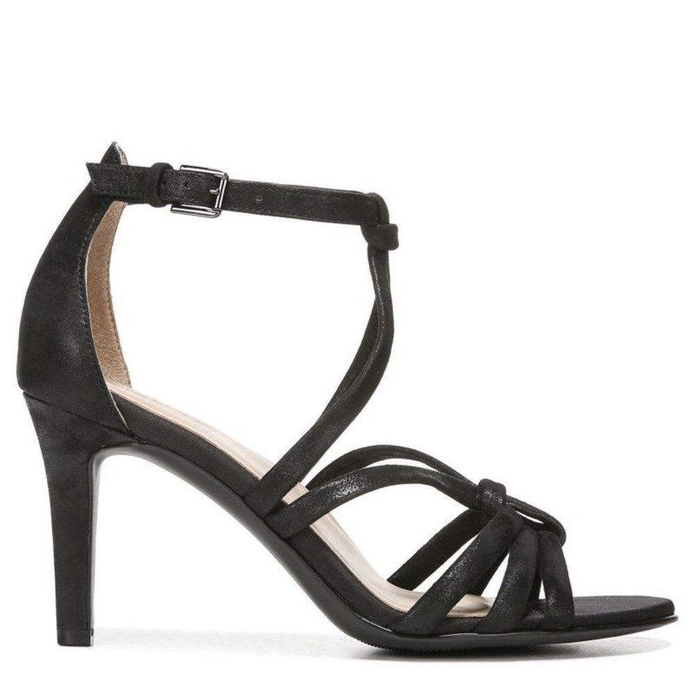 NEW Naturalizer Women's Kadin Heeled Sandal Strappy Black Size Size 8.5 NIB